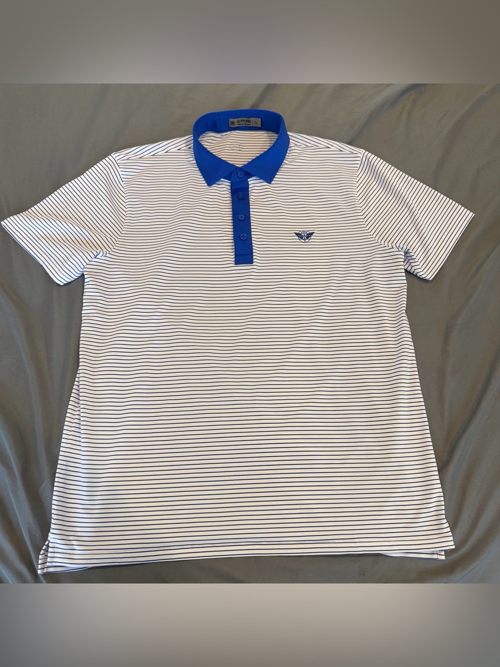 G Fore polo mens large blue white lighweight breathable striped